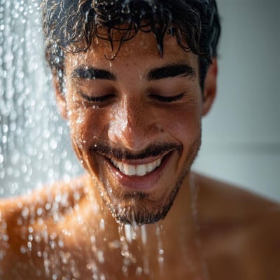 person enjoying a hot shower after Emergency Water Heater Repair