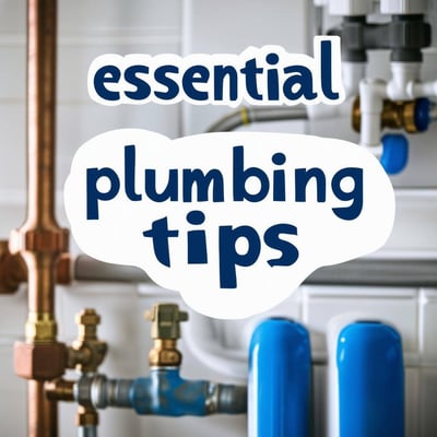 text graphic that reads essential plumbing tips with correct spelling